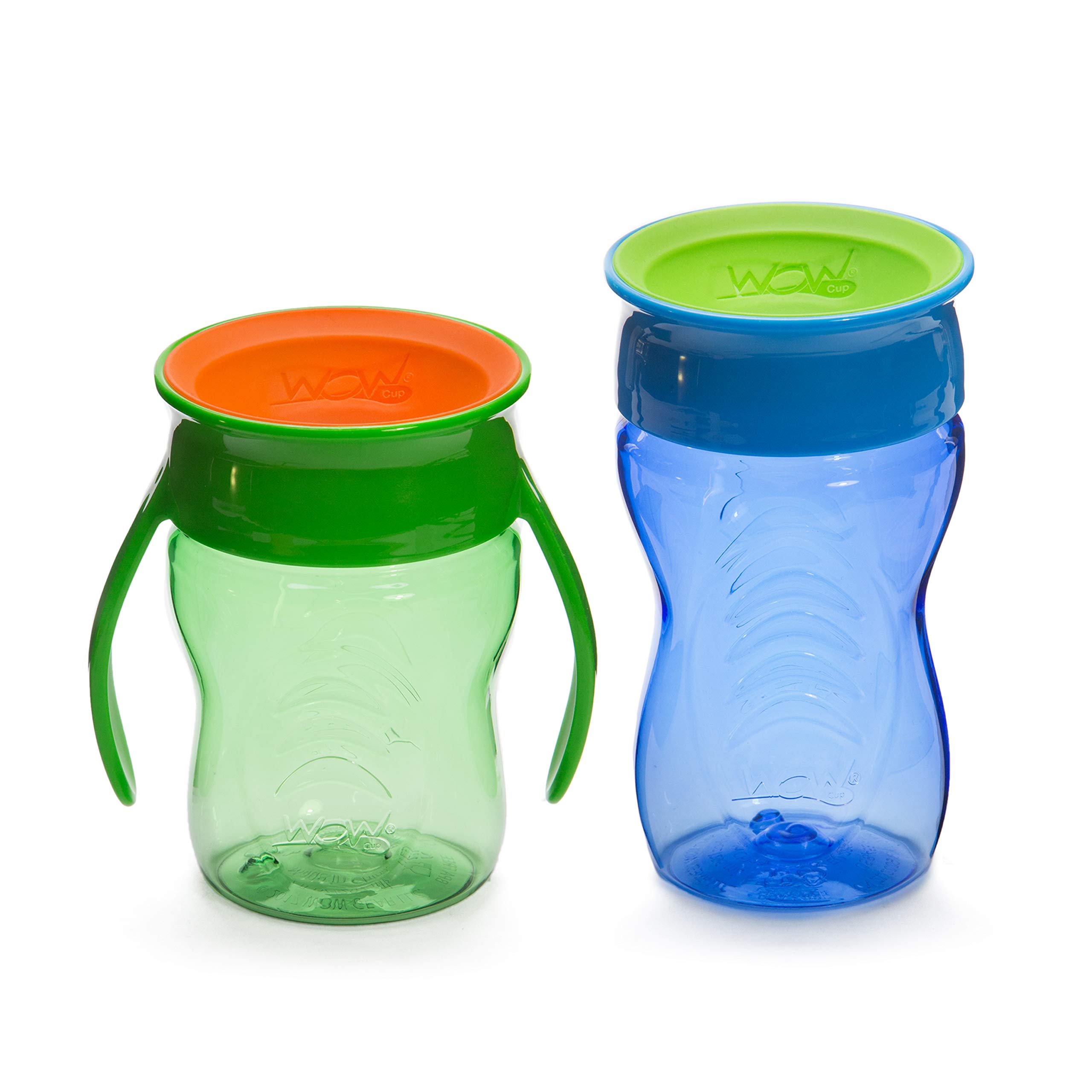 Wow Cup Stages Kids and Baby 360 Sippy Cup, Blue/Green, 10 oz/7 oz, 2 Pack