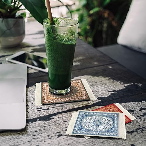 Miniatura 6 de Mini posavasos de mesa, estilo alfombra persa, portavasos, oriental, vintage, bohemio, en miniatura, elegante, para oficina, hogar