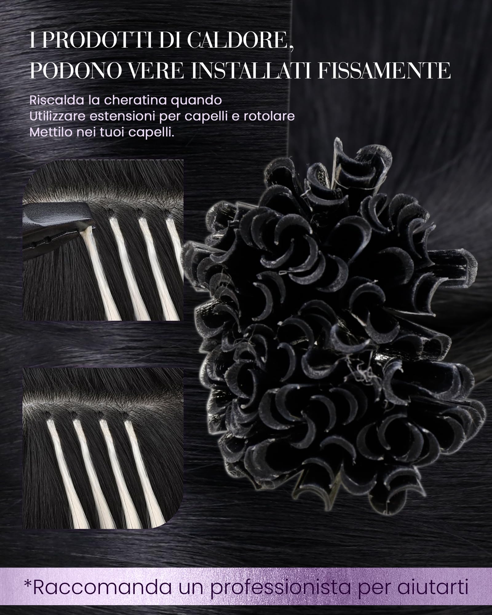 LaaVoo Extension Capelli Veri Cheratina Nero Jet 60cm 50g 50 Ciocche Morbidi Setosi