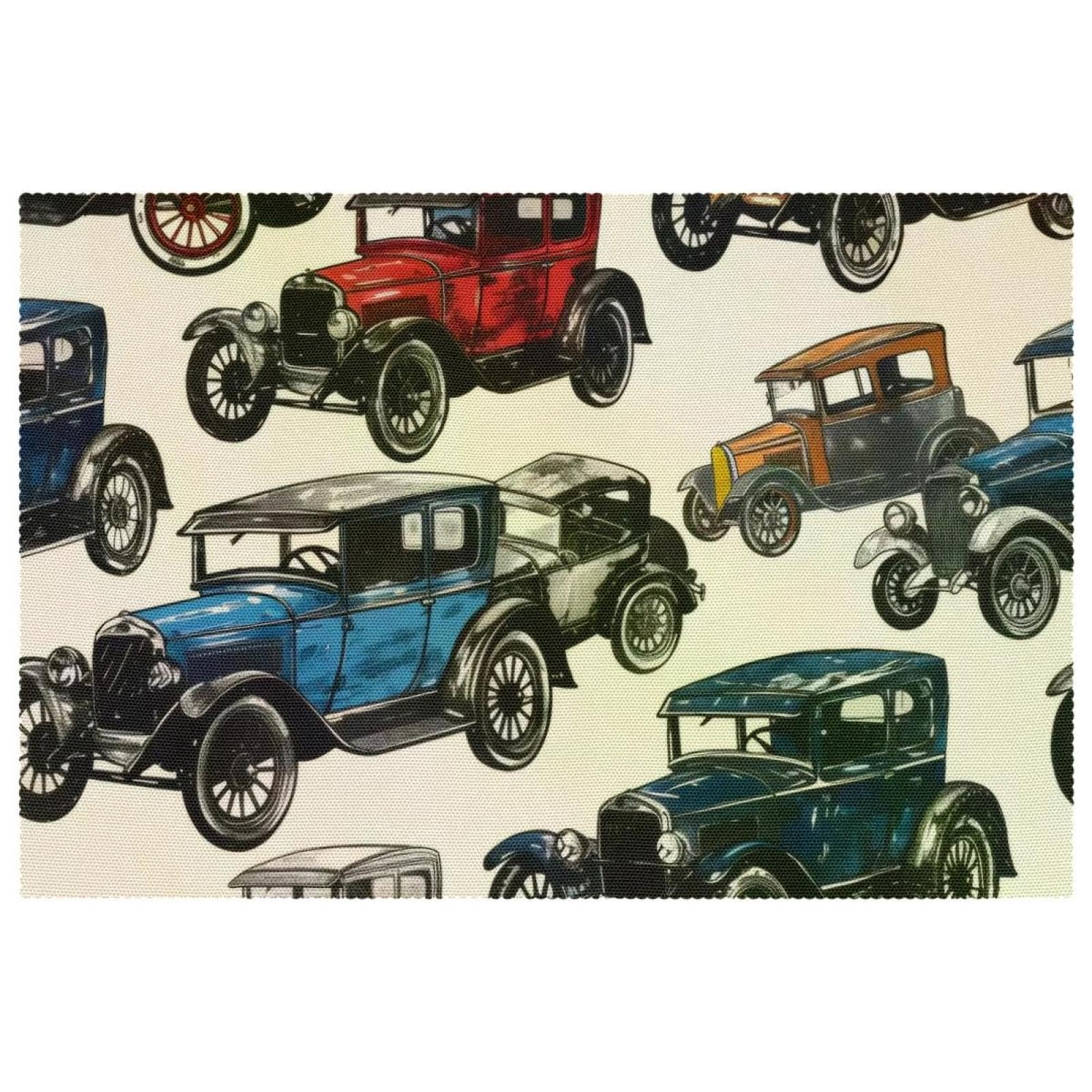 Sets de table old retro cars 30,5x45,7 cm résistants à la chaleur pour table de salle à manger