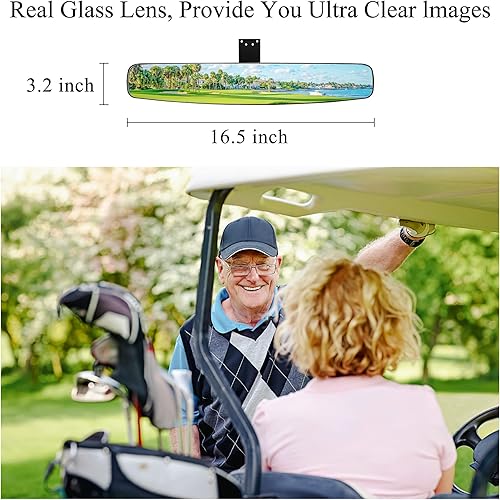 Miniatura 7 de 10L0L Espejo retrovisor universal para carrito de golf, panorámico extra ancho de 16.5 pulgadas, 270 grados para Yamaha EZGO Club Car
