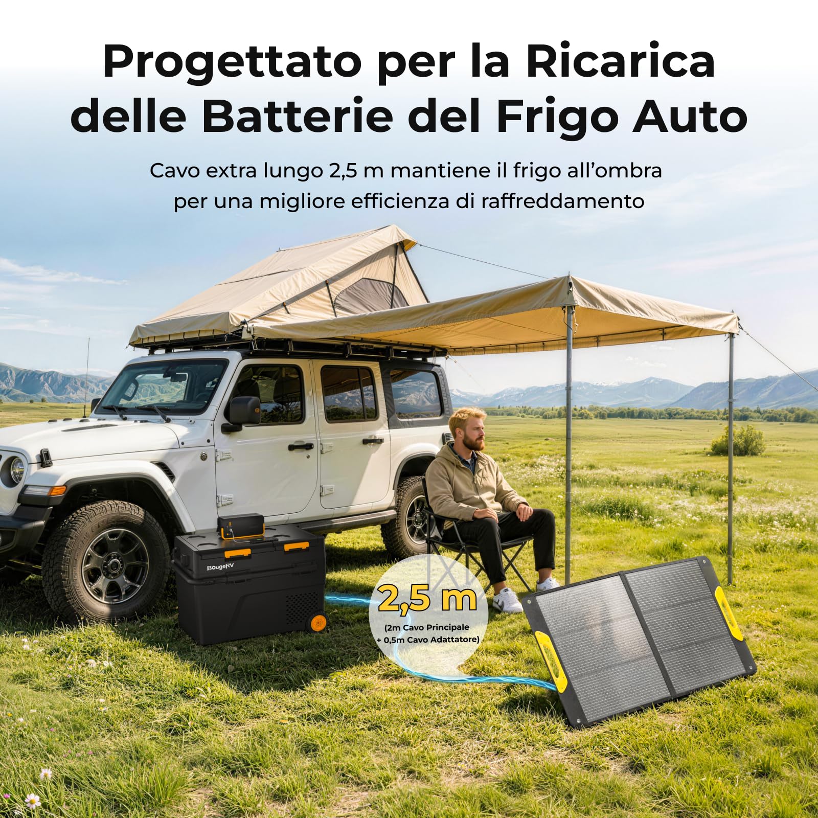 BougeRV 100W Pannello Solare Pieghevole, 25% Efficienza N-Typ, Per Batterie 173Wh/277Wh, Modulo Solare Mobile In Fibra Di Vetro, IP65, Per Stazione Energetica, Camping, Esterno, Giardino