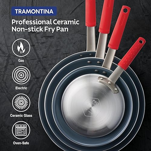Miniatura 6 de Tramontina Sartén profesional de cerámica antiadherente de 8 pulgadas, sartén de aluminio de calibre pesado con revestimiento antiadherente de