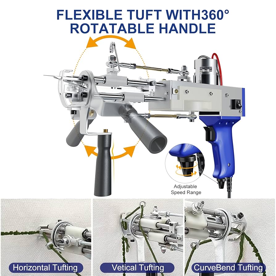 TOPQSC Tufting Gun 2 In 1 Cut Pile Loop Pile - Blue | Rug Making Machine Kit Blue