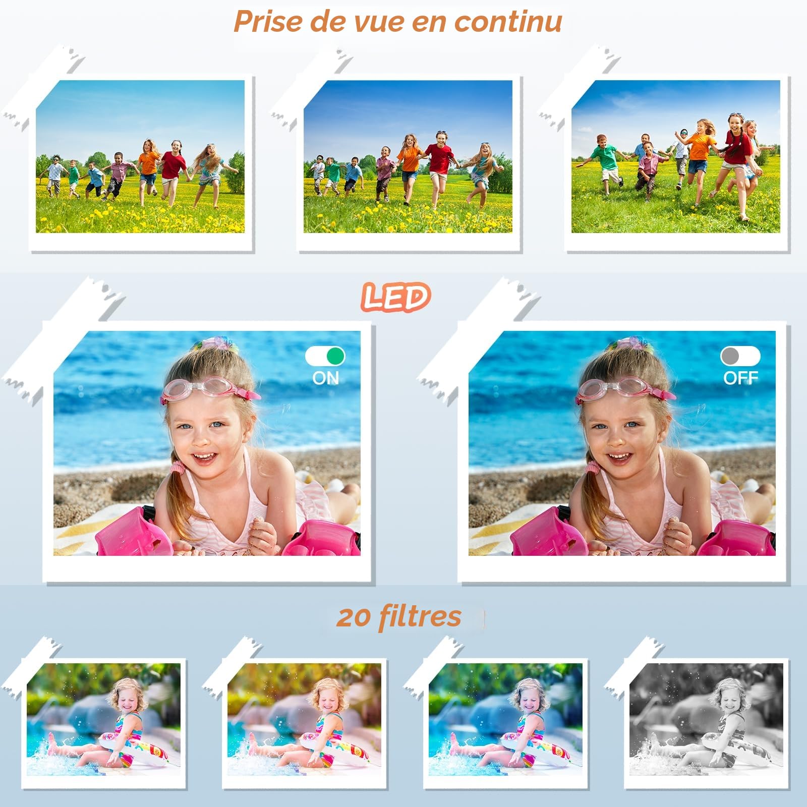 Appareil Photo numérique 1080P FHD Appareil Photo Compact 44MP avec écran LCD 2,4" Zoom numérique 16X Vlogging Appareil Photo numérique Portable avec Carte SD 32 Go pour Enfants (Violet)