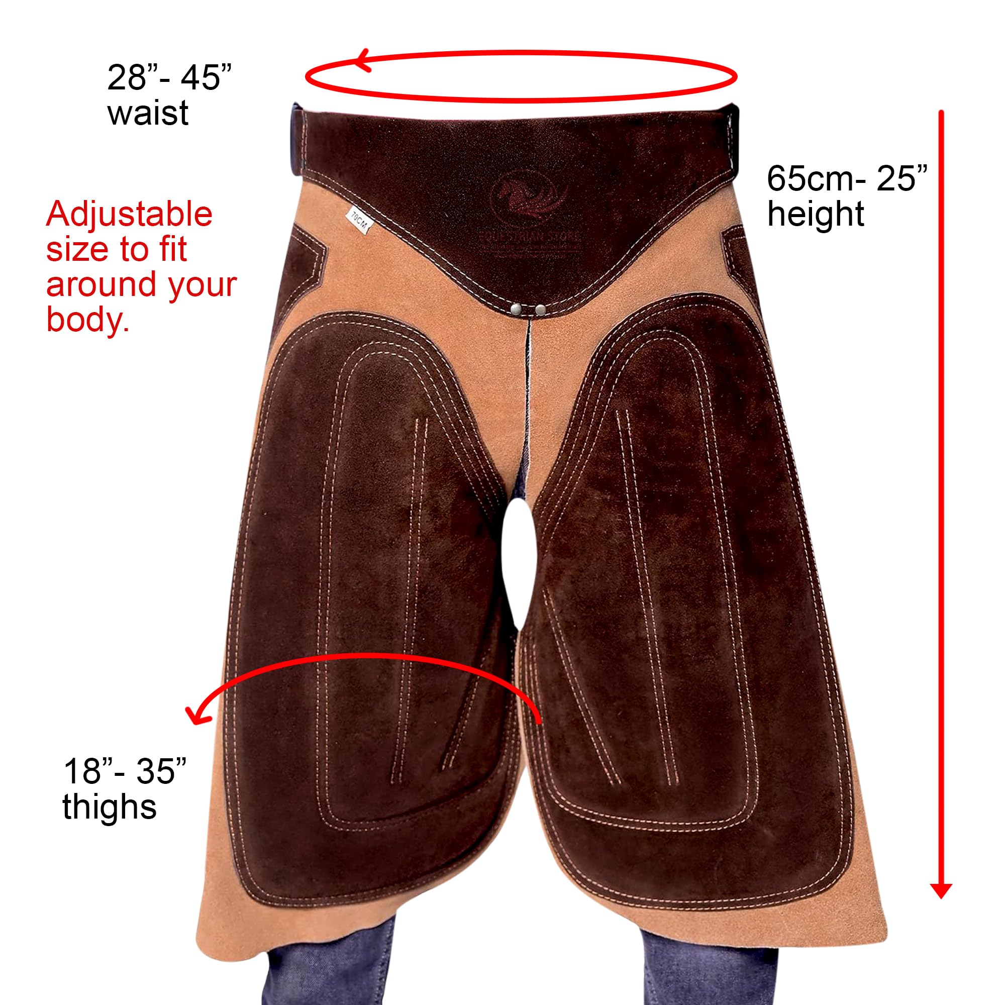 Grembiule per zoccoli, in vera pelle scamosciata, da 65 cm a 25", per la cura degli zoccoli, da uomo e da donna, regolabile (marrone), marrone, 65 CM- 25 inch