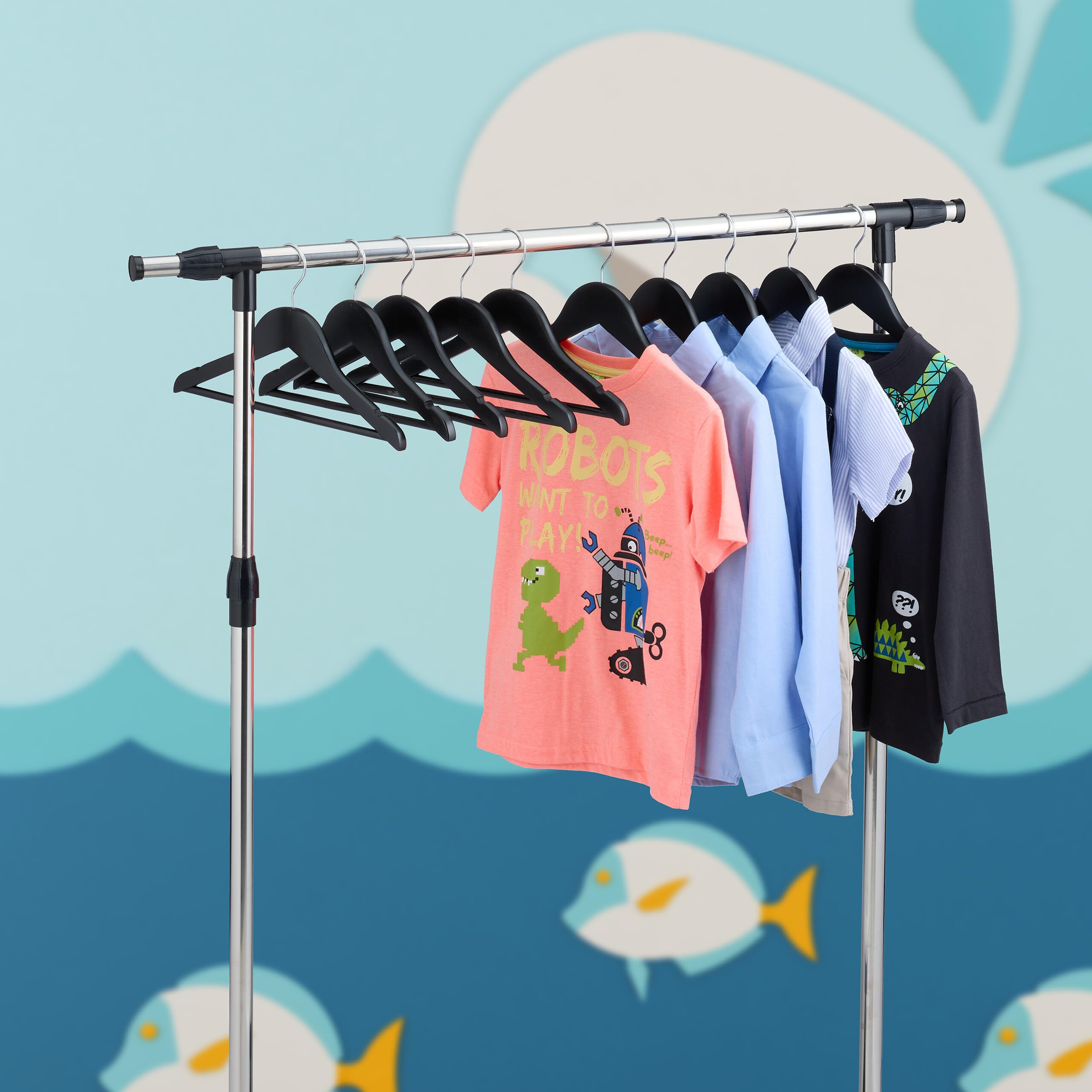 Relaxdays Kinderkleiderbügel, 20er Set, Holz Kleiderbügel, Baby und Kinder, drehbarer Haken, mit Steg & Kerben, natur