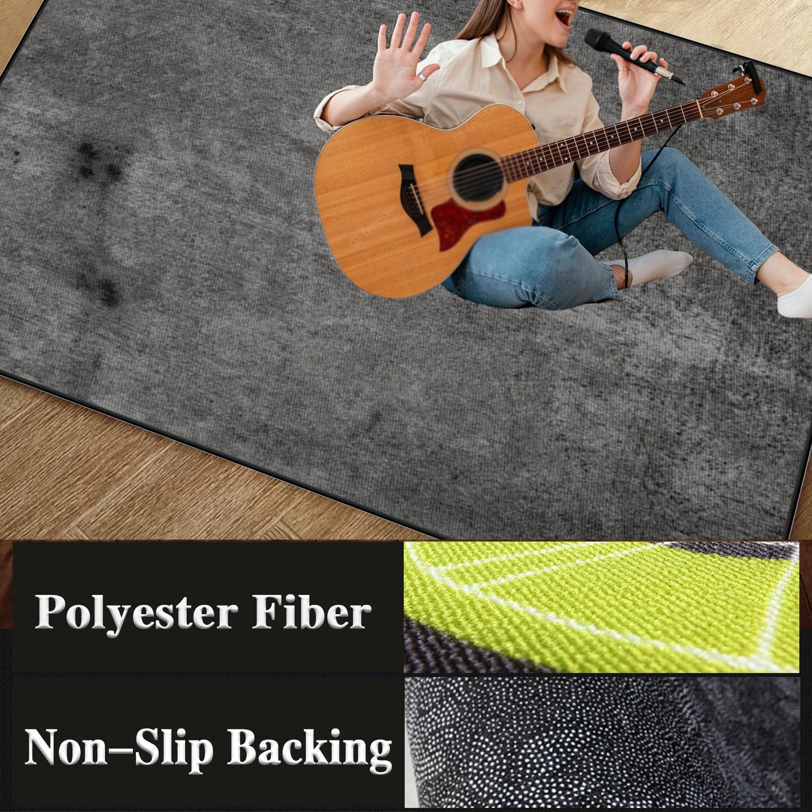 210 x 180 cm Tappetino per Batteria Acustica, Tappeto per Batteria Insonorizzato, Tappeto Professionale per Batteria e Strumenti a Percussione Elettronici per Grancassa Rullante e Altri Strumenti