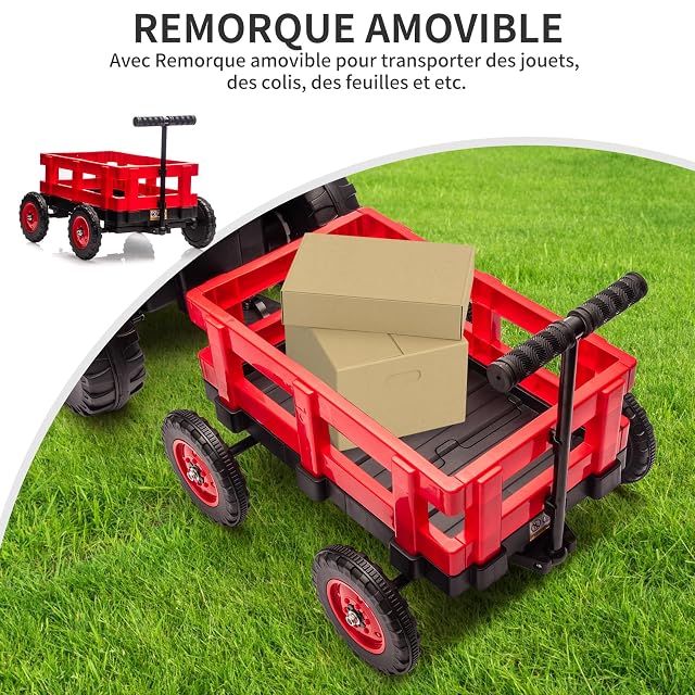 Foto 5 de 7 de 12V Kids Electric Ride-On Tractor with Removable Trailer