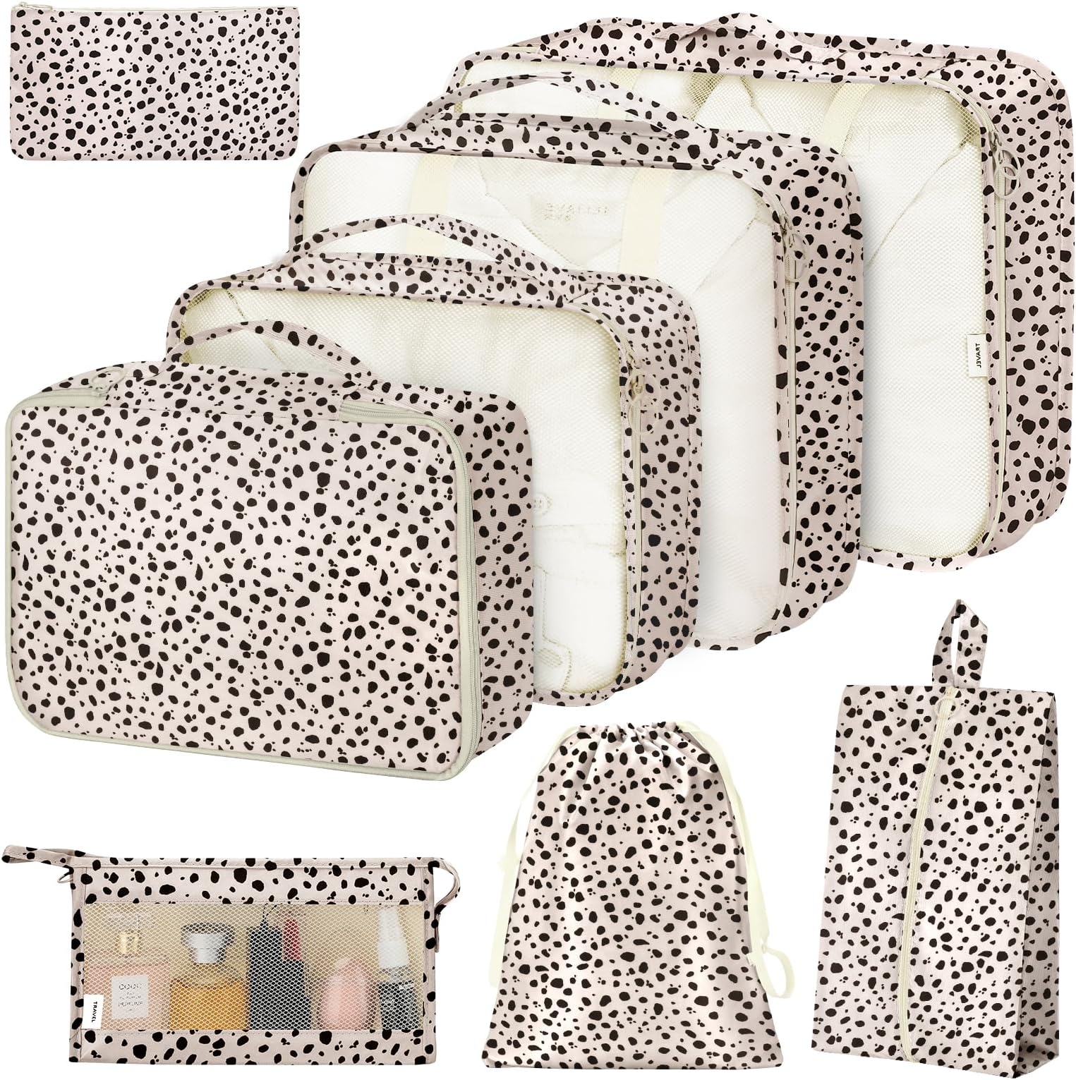 8 Set Packing Cubes for Suitcases, Packing Cube with Shoe, Cosmetics, Clothing, and Accessories Bags Packing Cubes for Travel Luggage Organizer(Leopard)