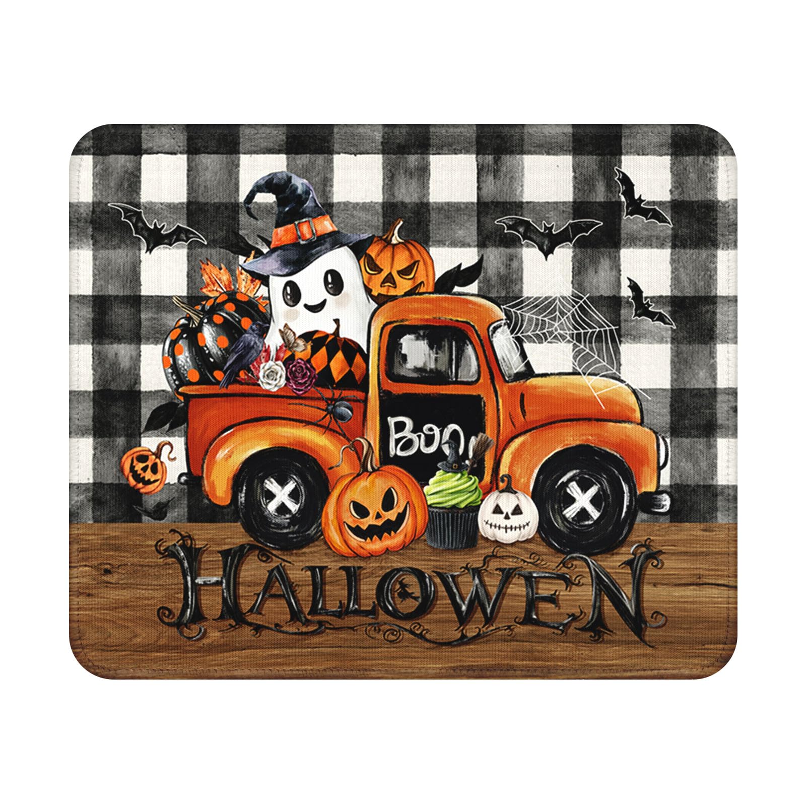 Halloween Mouse Pad - 9.5x7.9 Inch Boo Pumpkin Mousepad Ghostface Keyboard Mat with Anti-Slip Rubber Base for Computer Mouse Keyboard Home and Office