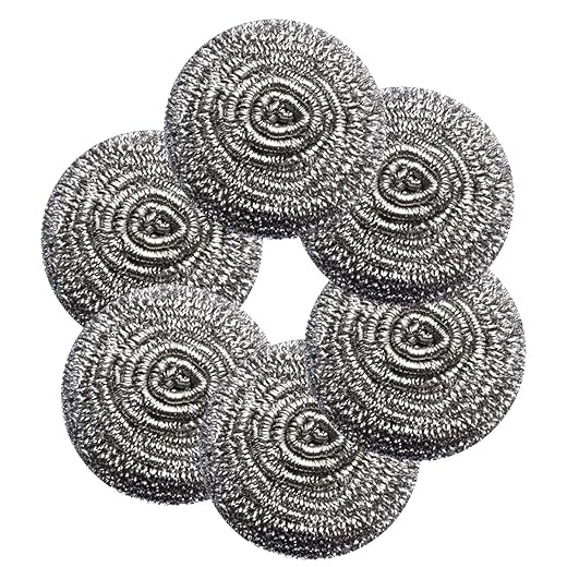 6Pcs Steel Wool Scrubbers - Flexible Scrubber Pads for Cleaning Dishes, Pots, Pans, Grills and Sinks