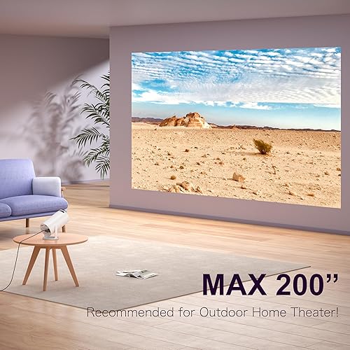 Miniatura 8 de Mini proyector, rotación de 270, proyector portátil compatible con 4K, proyector de película para exteriores Full HD 1080P, pantalla con cable