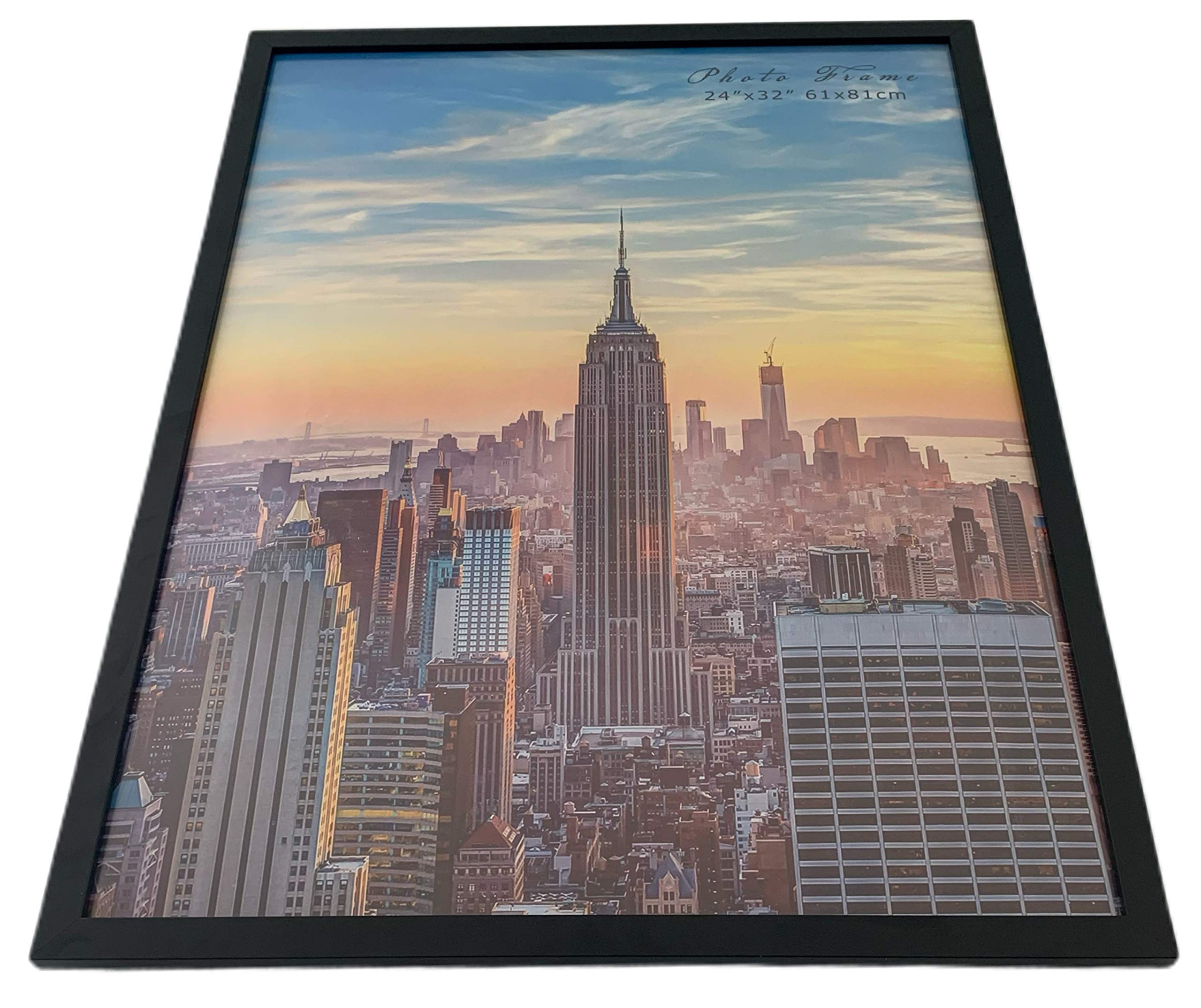 Frame Amo Black 24x32 Picture or Poster Frame, 1 inch Wide Border, Smooth Finish, Acrylic Front
