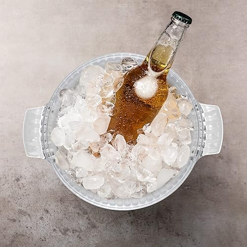 Miniatura 9 de DecorRack Paquete de 6 cubos de hielo acrílicos con asas, cubos de vino transparentes de 2.5 litros, bañeras de champán perfectas para fiestas