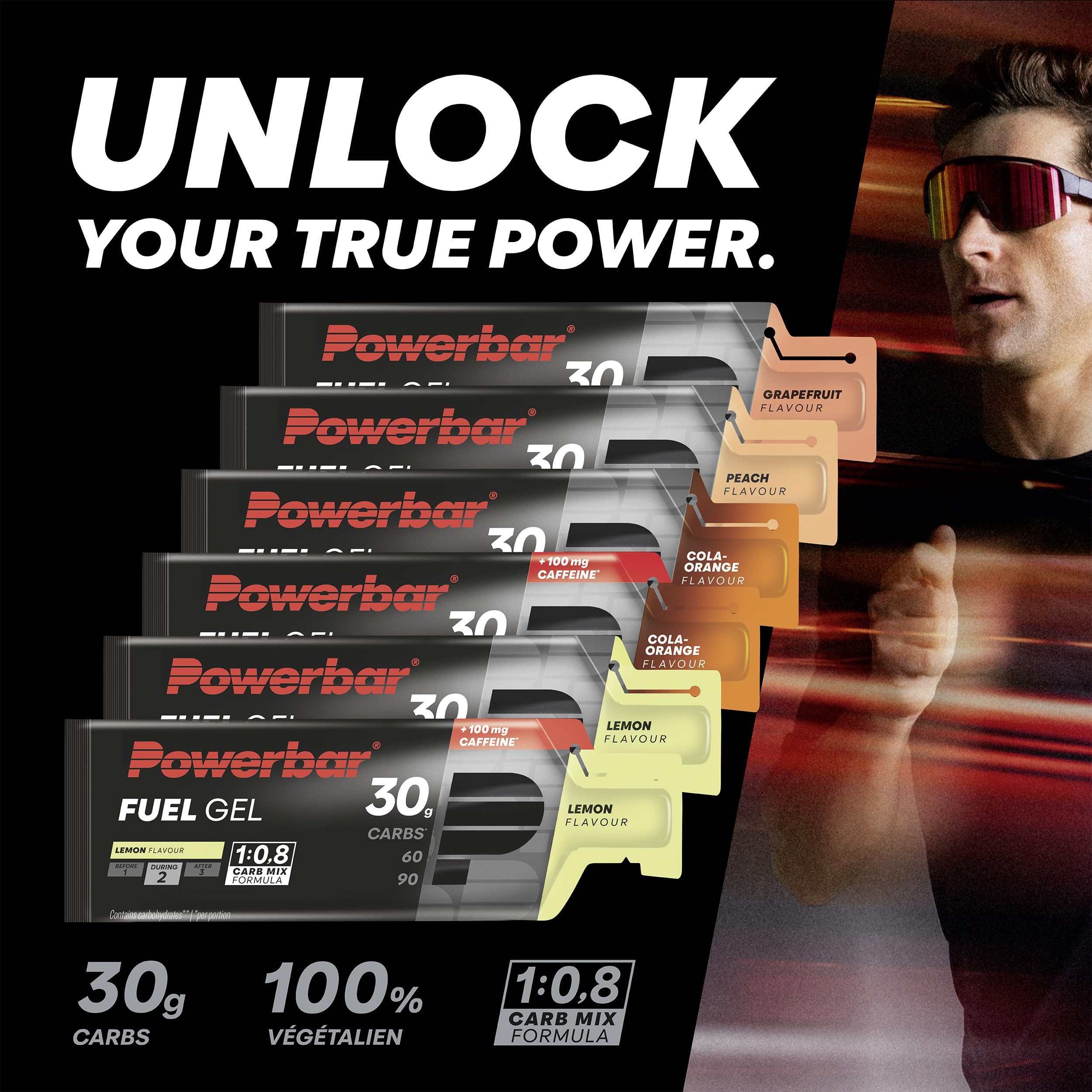 Powerbar - Black Line - Fuel 30 Gel - Grapefruit - 12x50ml - Gel énergétique riche en glucides - Sans caféine