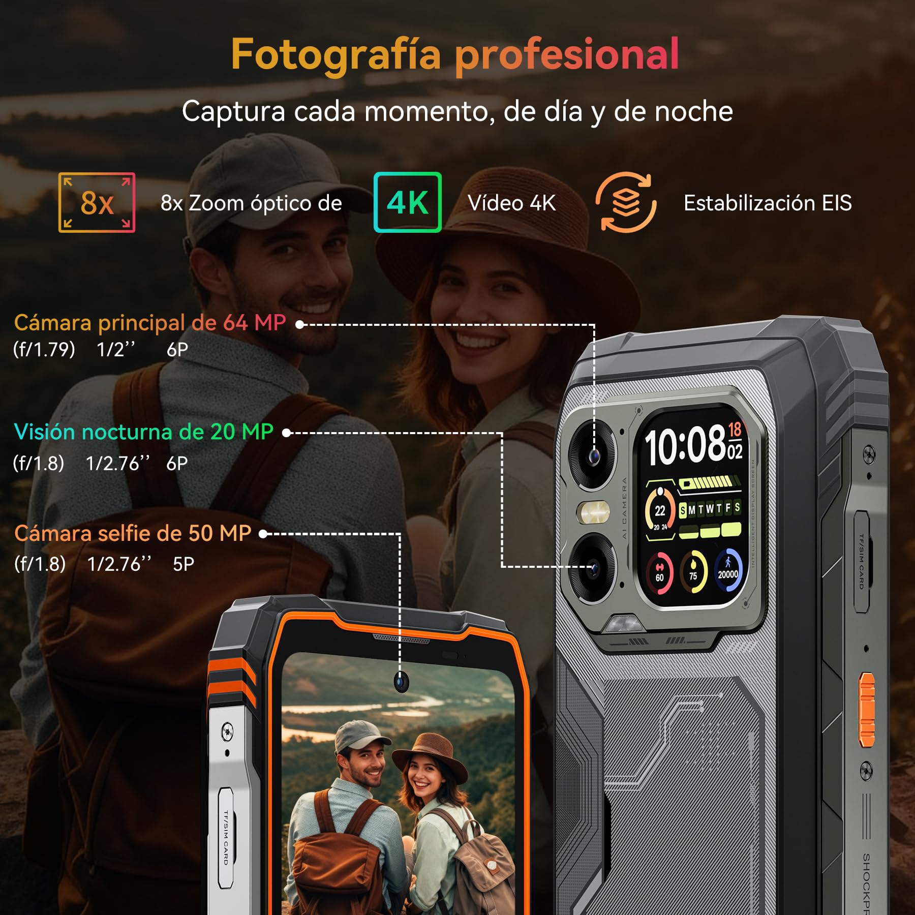 Blackview XPLORE 1 WT Movil Irrompible 5G, 20000mAh Movil Indestructible, 48GB+512GB, 6,78" FHD+ & 2,01" 120Hz Android 15 IP69K, 64MP+50MP+20MP, NFC/OTG/GPS/AI