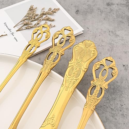 Miniatura 7 de Jankng 6 tenedores de acero inoxidable de 3 dientes para aperitivos, tenedor retro para tartas, mini tenedor de frutas, accesorio de cocina,