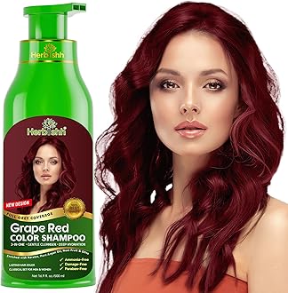 Hair Colour Shampoo for Grey Hair, Grape Red, 500 ml, Ammonia-Free 3-in-1 Hair Dye Shampoo, Colours Hair in Minutes, Long-Lasting Colour