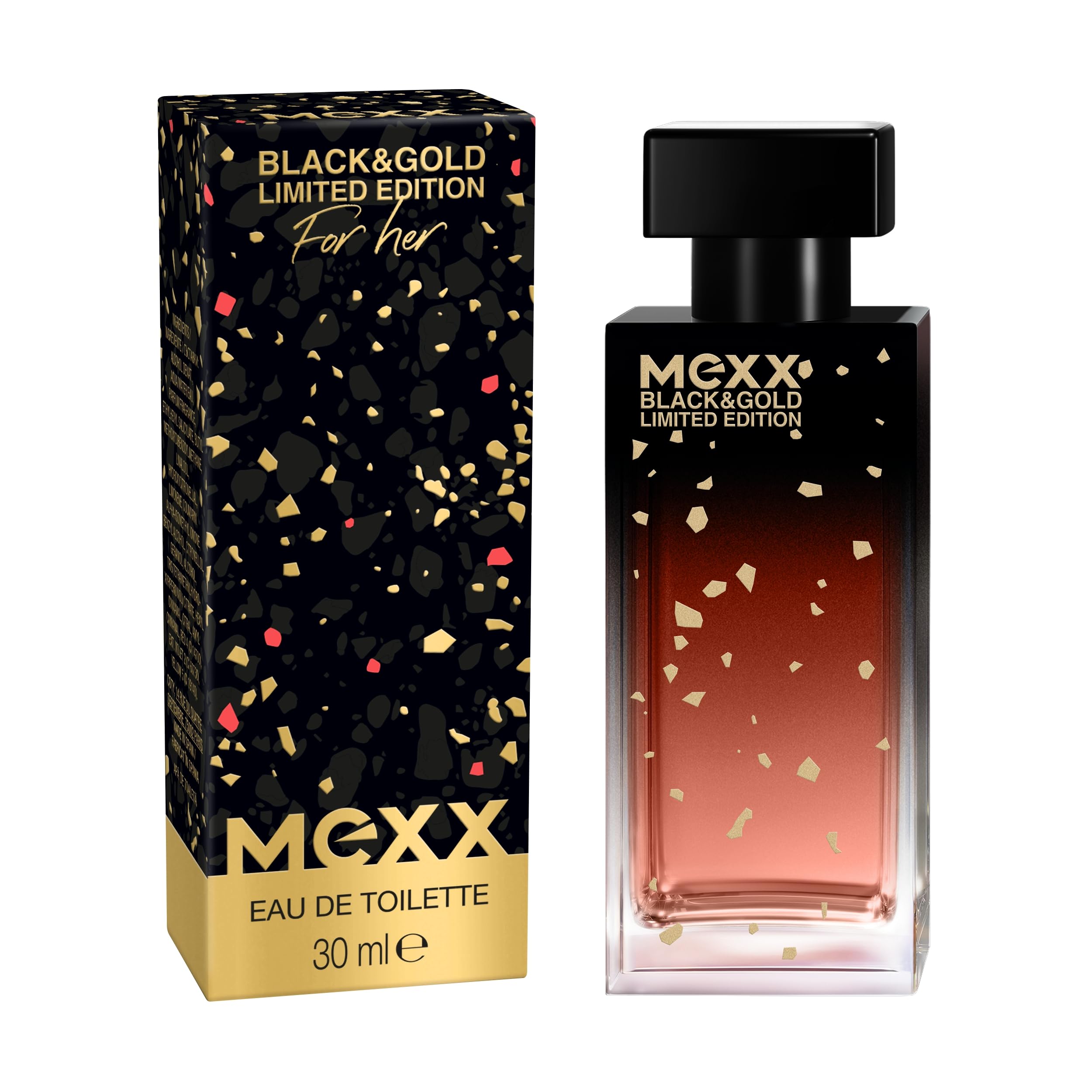 Mexx Black & Gold Limited Edition Woman Eau de Toilette, sinnlich-blumiger Damenduft, 30ml