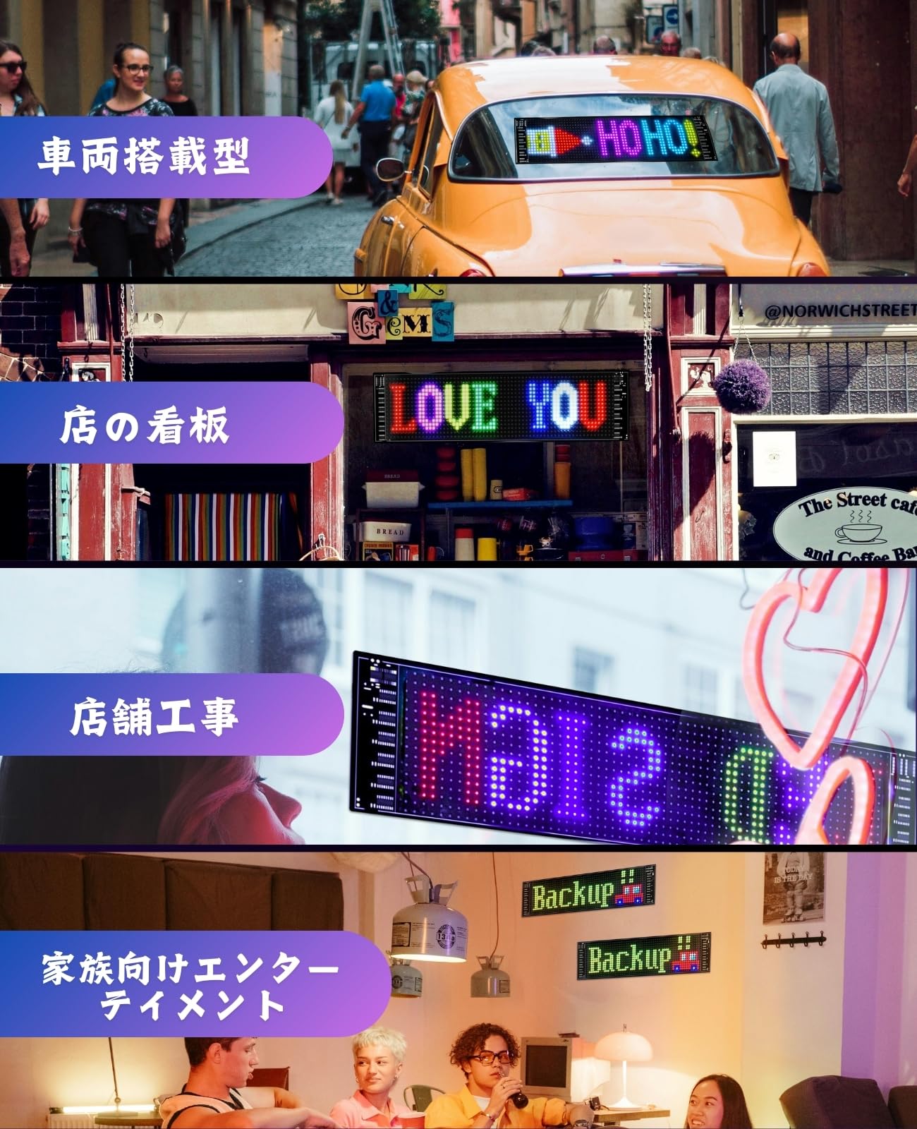 Amazon | SUBORAWOS USB LEDカラーサイン スクロールメッセージボード 