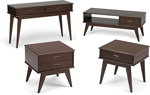 Miniatura 6 de SIMPLIHOME Draper Solid HARDWOOD - Mesa auxiliar rectangular de 22 pulgadas de ancho de mediados de siglo en marrón castaño castaño castaño medio
