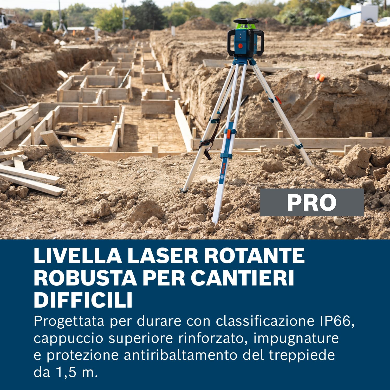 Bosch Livella Laser Rotante PRO GRL18V-3-31G (laser verde, protezione IP66, doppia alimentazione, +/- 1,5 mm di precisione a 30 m, LR3-2 + staffa, BA 18-C, L-BOXX 374)