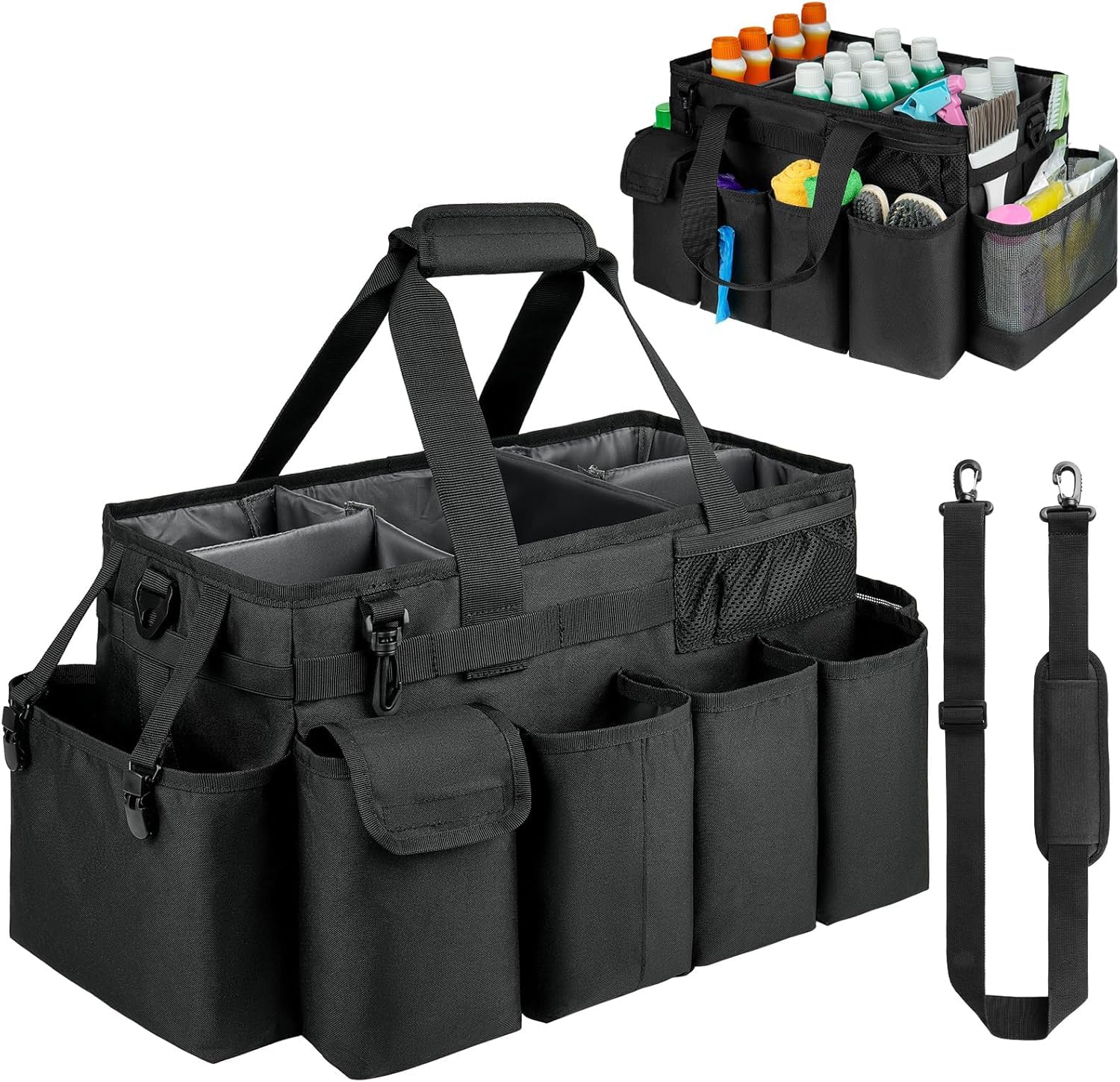Sac de nettoyage XL avec poignée pour femmes de ménage, noir