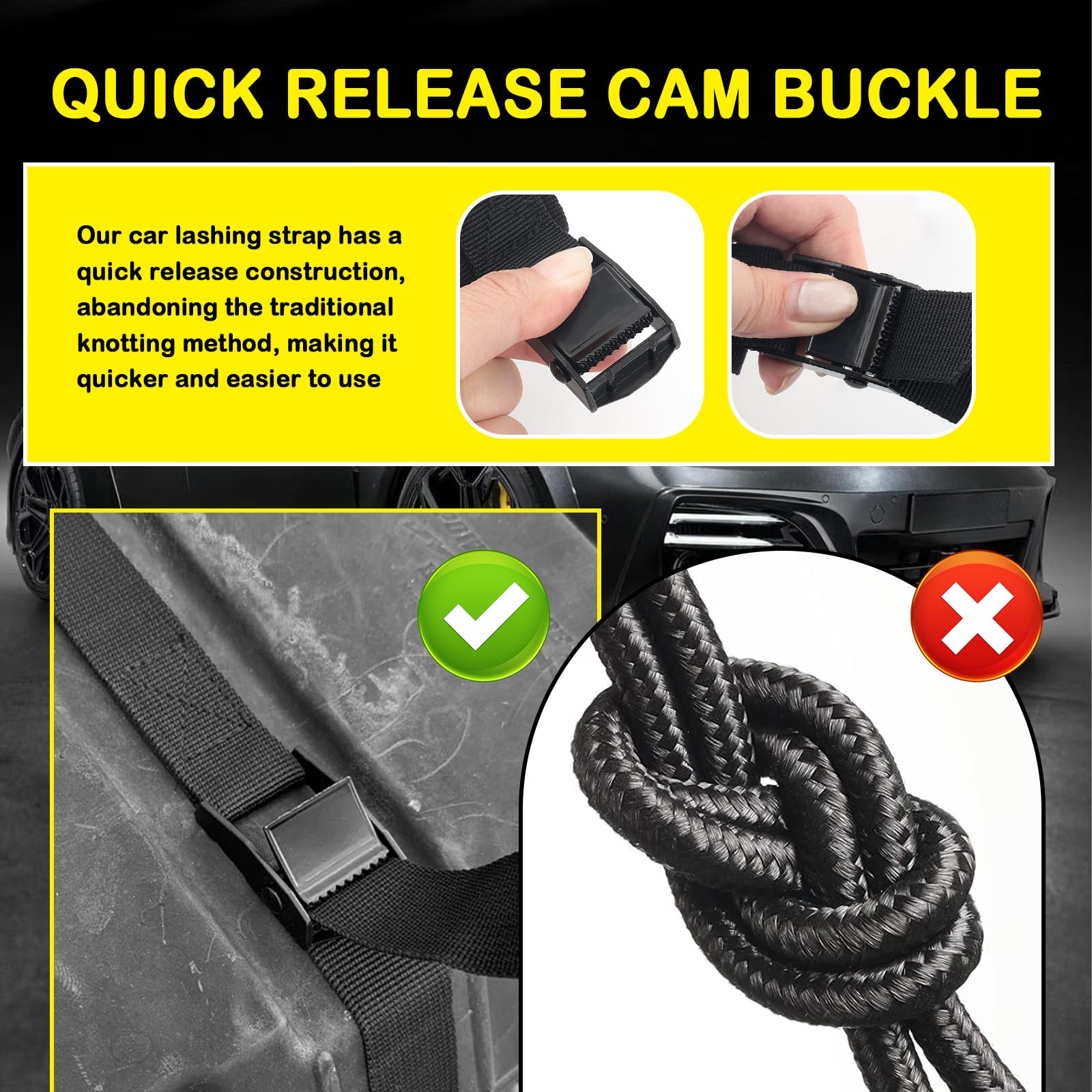 Car Cam Buckle Straps - 12ft Heavy Duty -5