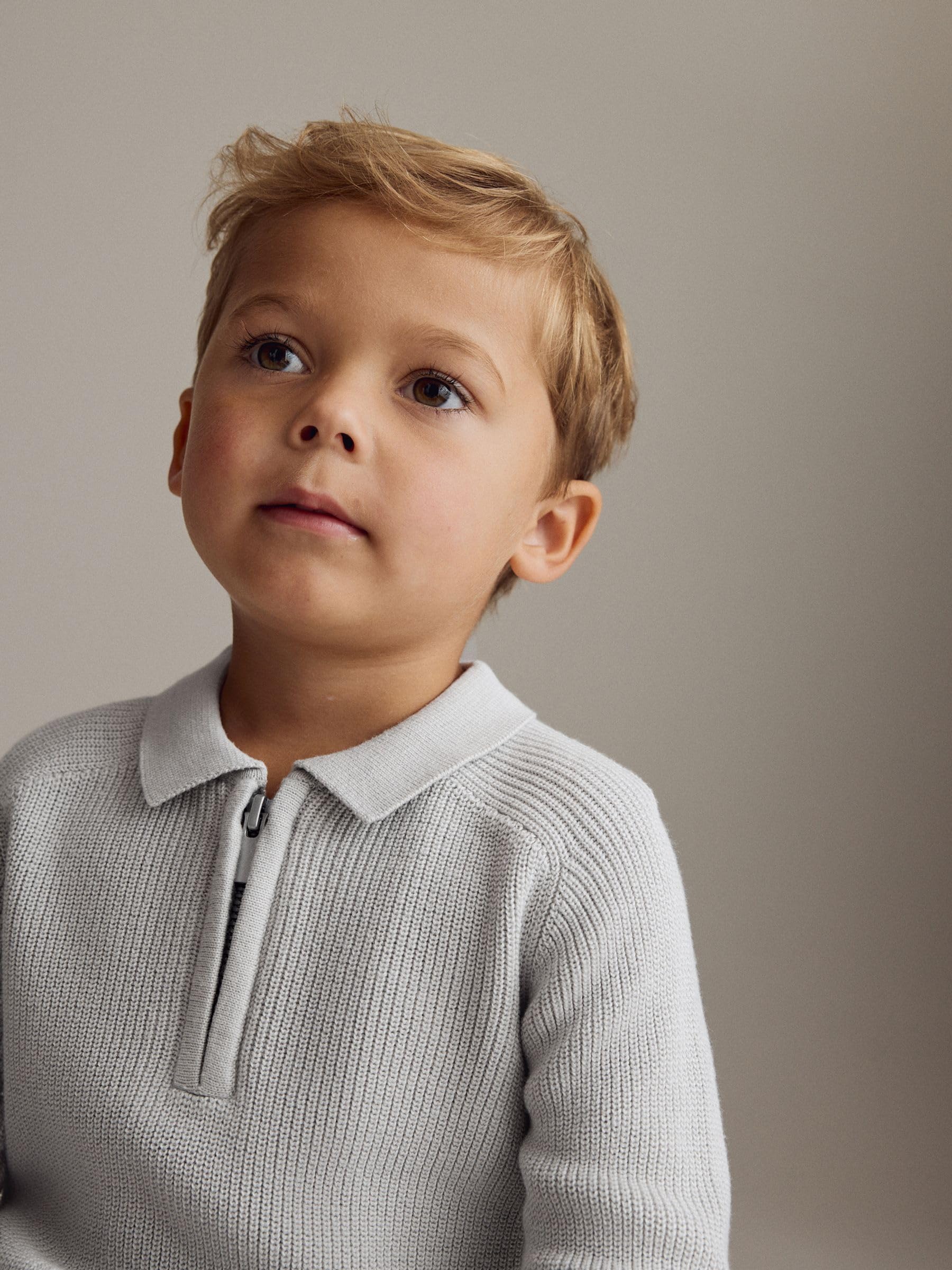 NEXT Jungen Standard Strick-Poloshirt mit Langen Ärmeln und RV-Kragen 62-122