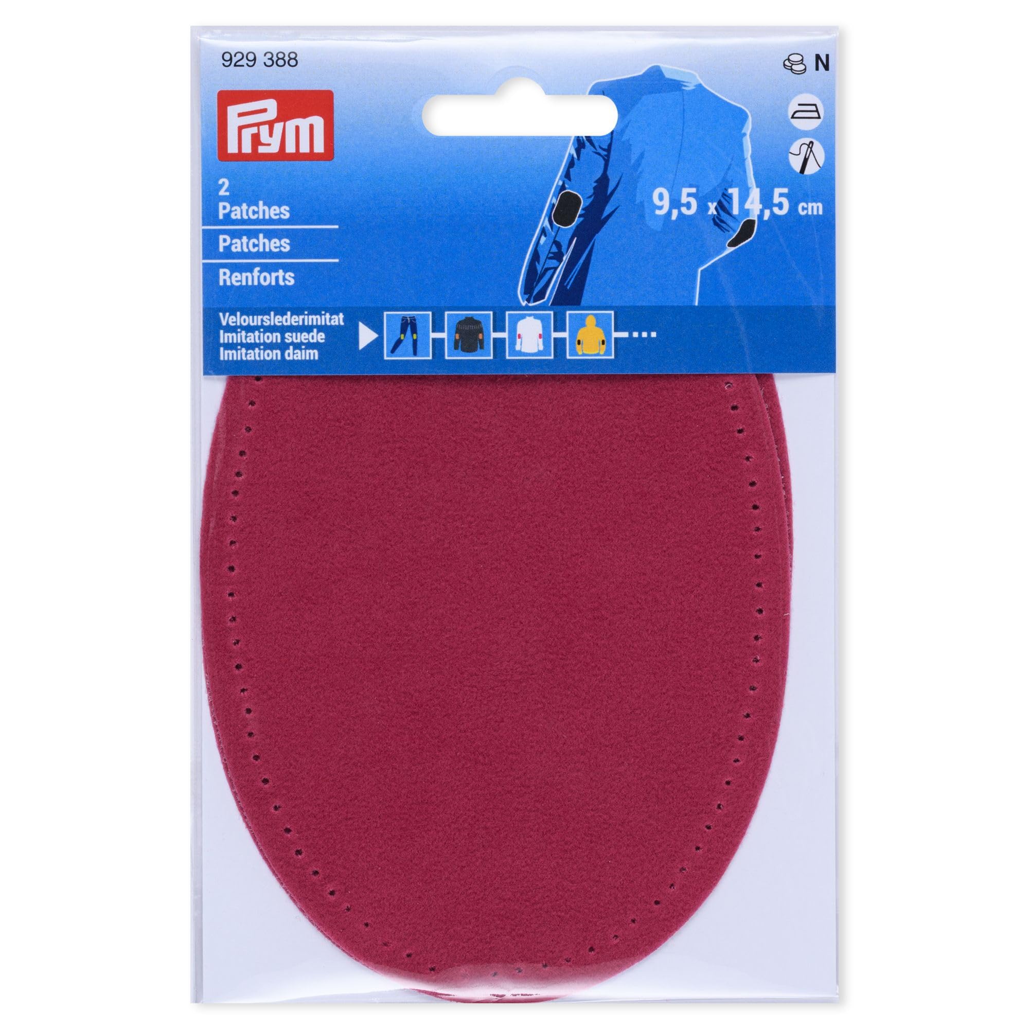 Prym 929388 Iron-On Faux Suede Patches 9.5 x 14.5 cm Pink
