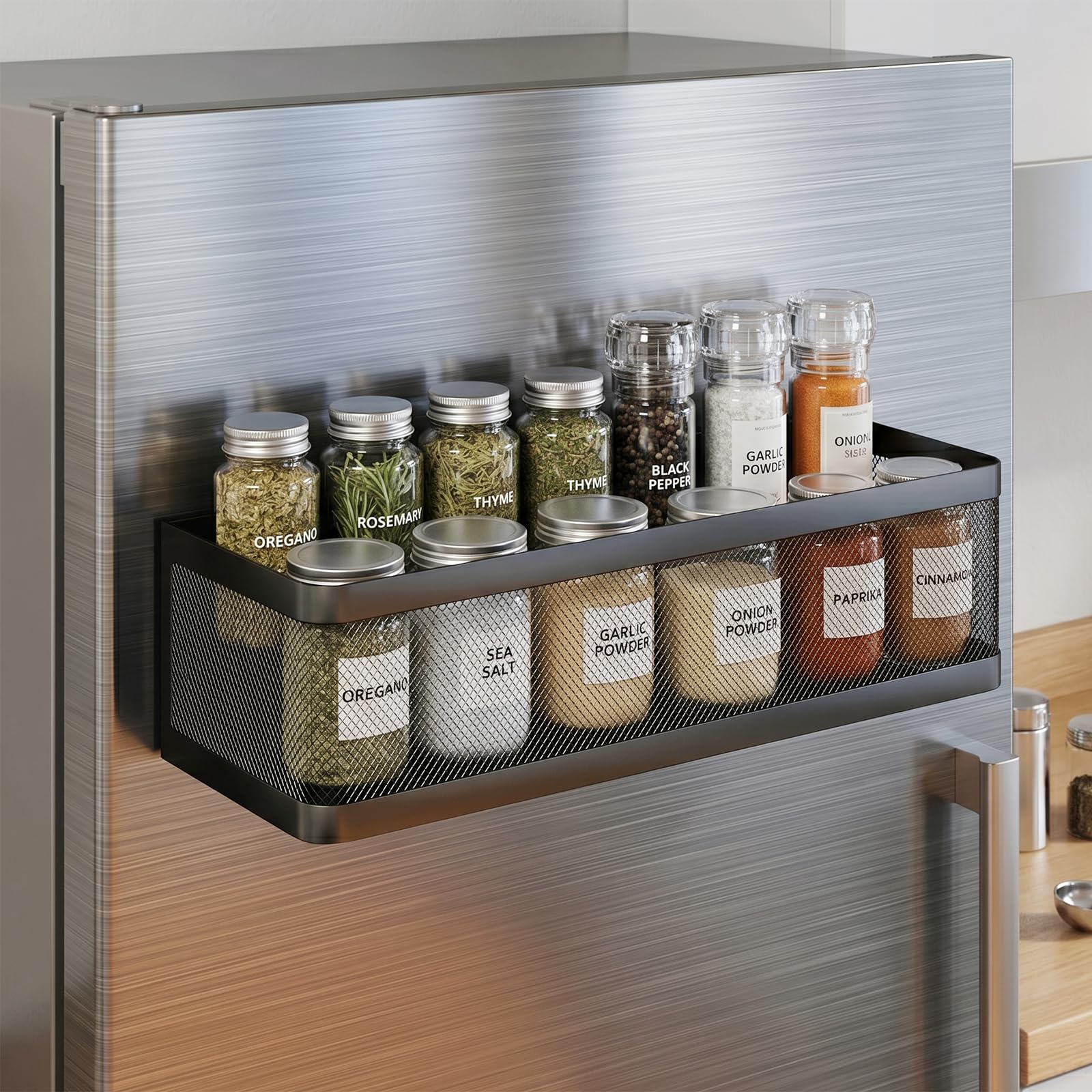 XIAOGE HOME Magnetic Spice Rack for Refrigerator, Magnet Fridge Shelf
