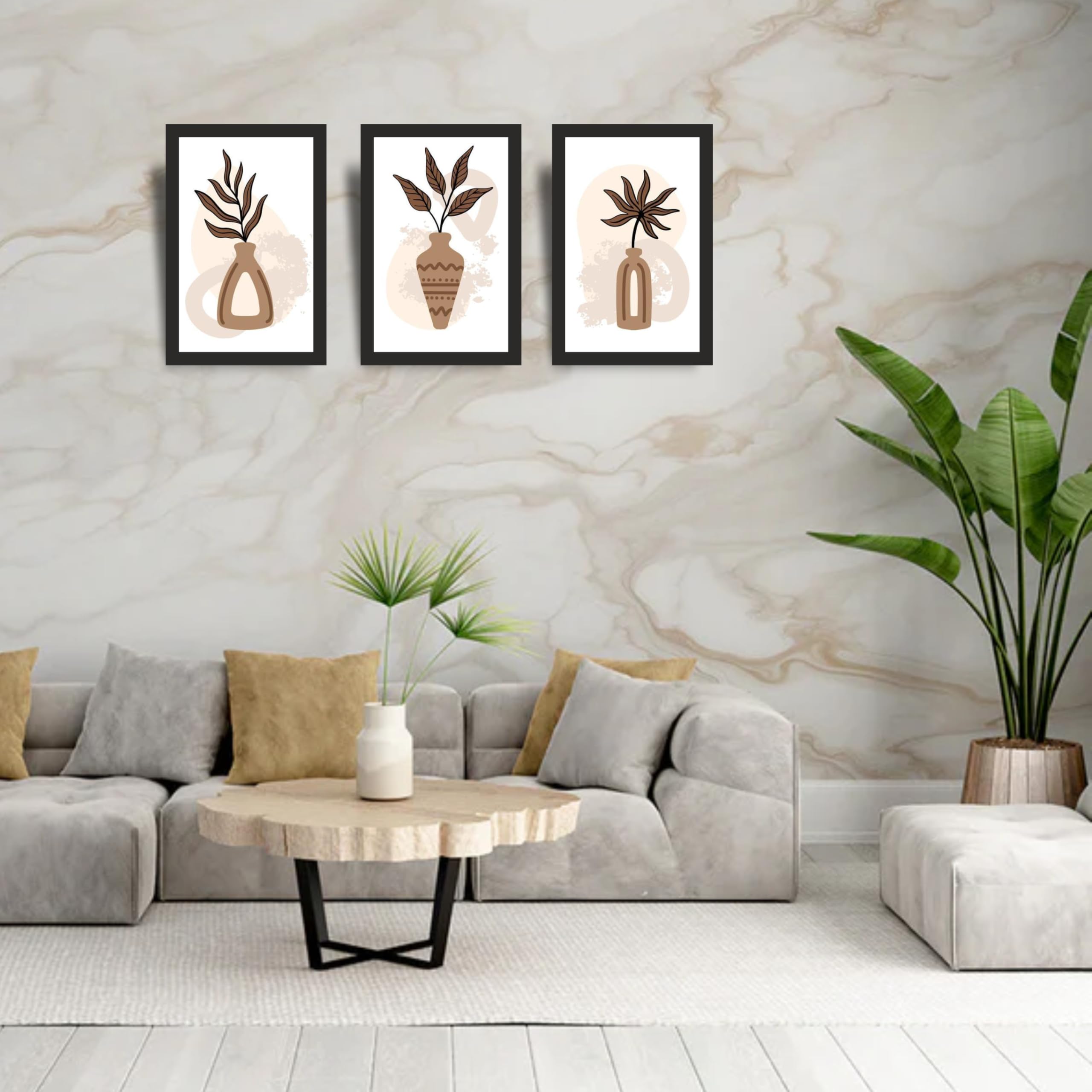 Boho Vase Leaf Wall Art Set of 3