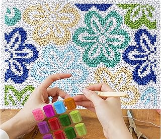 Latch Hook Kits Rug Making Crafts with Colorful Pattern Printed, Large Latch Hook Rug Kit 38 x 52 cm Tapestry Rug Making Kits DIY Crafts Unfinished Handmade Crochet Yarn for Adults Beginner