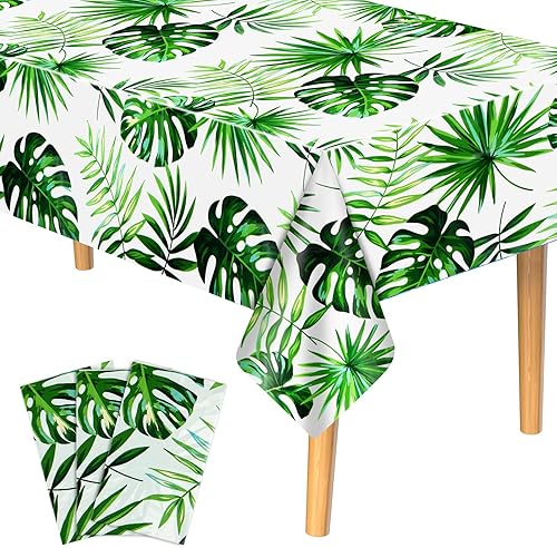 PLULON Paquete de 3 manteles hawaianos Luau de plástico con hojas de palmera para verano, piscina, playa, tropical, suministros de fiesta de