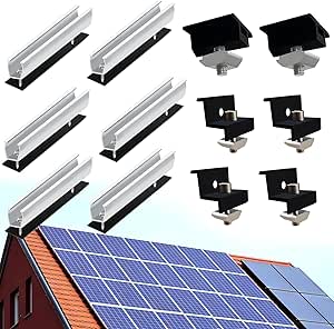 GOMETY Solarmodul Halterung – U-Schiene 12cm + Klemmen Für 30-35 Mm Dicke Panels, Flachdach & Trapezblech