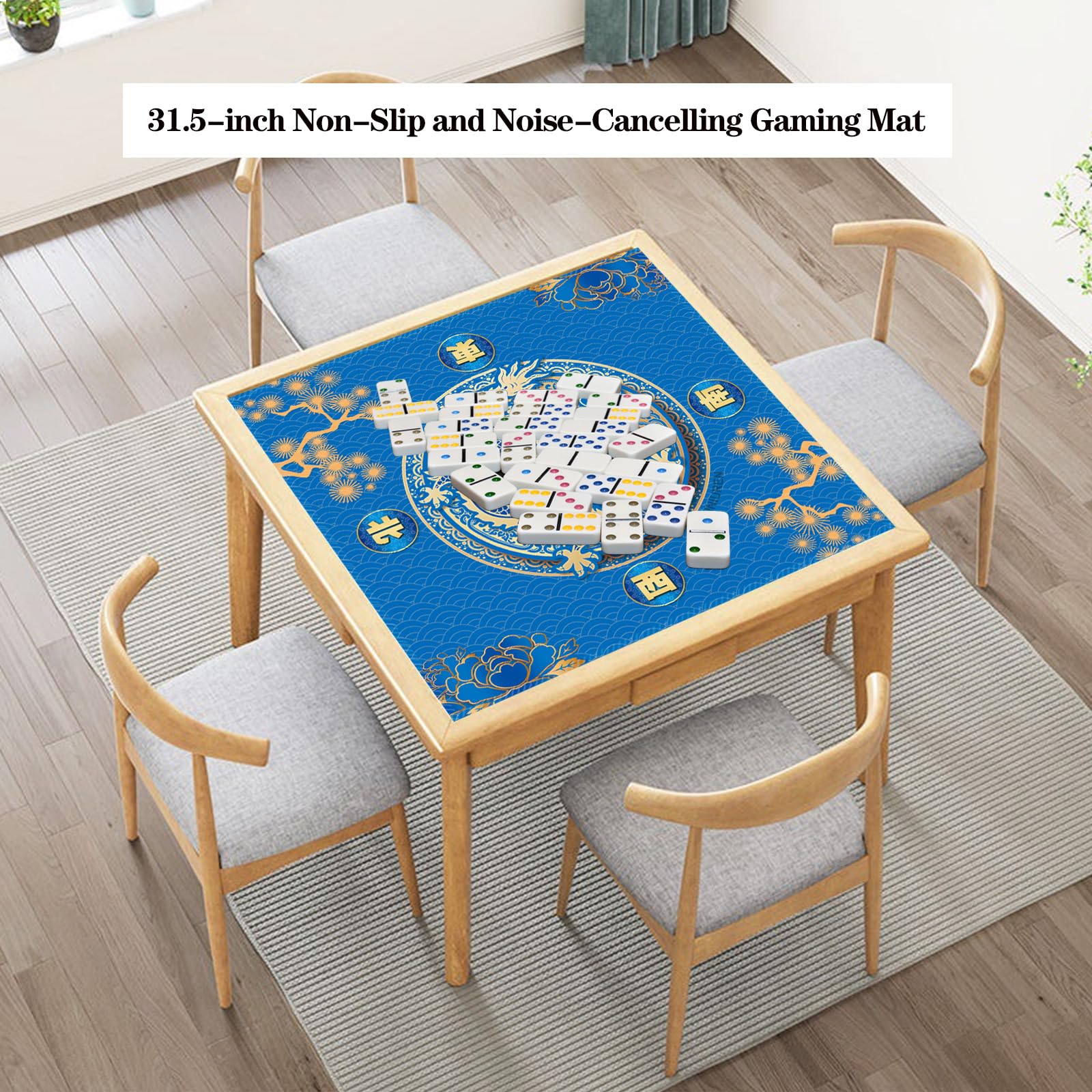 Mahjong Mat Game Table Mat Suitable for Mahjong Tile Game Poker Game Domino Game Game Mat is Made of Rubber Material (Blue