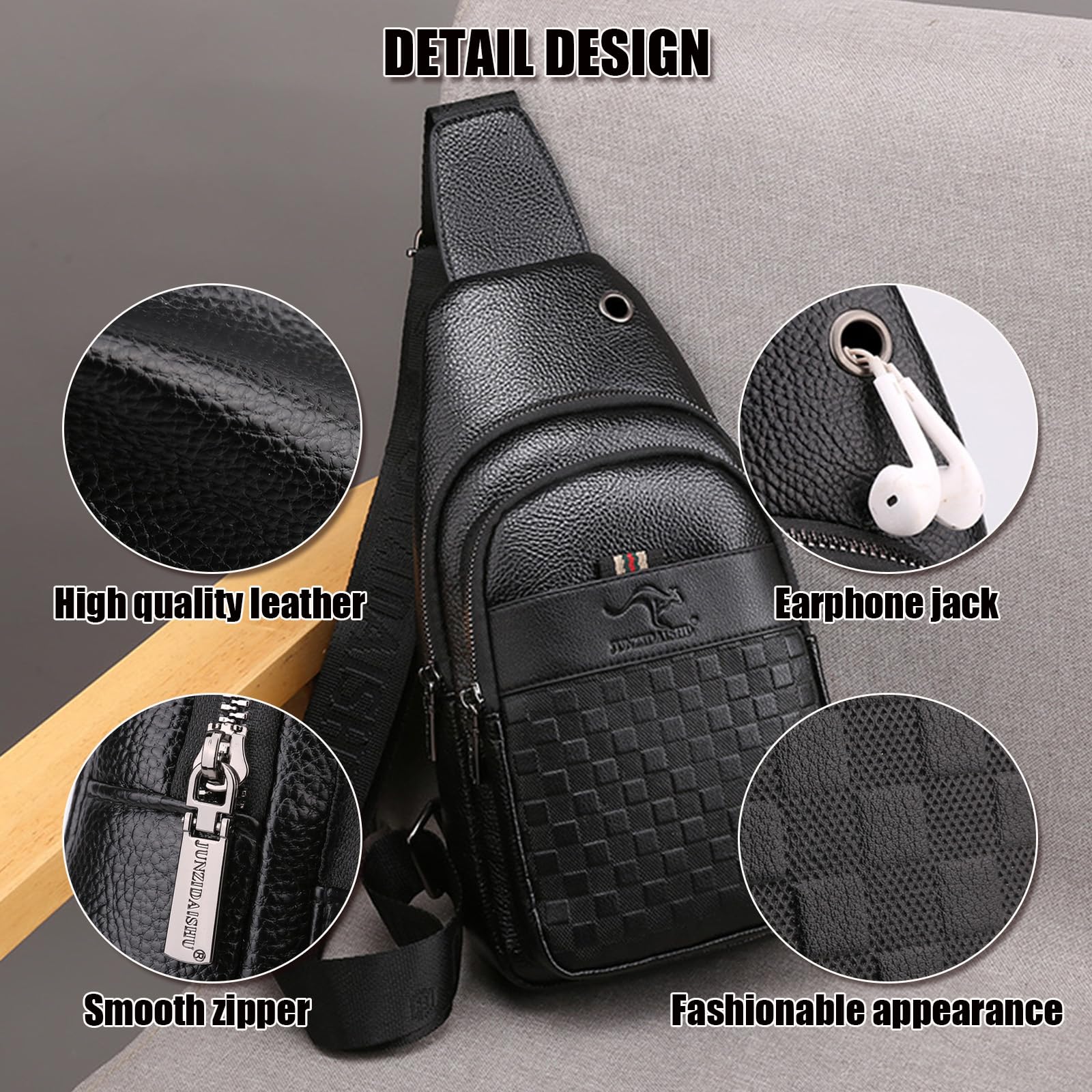WenbonesBorsello Uomo Tracolla Zaino Monospalla Uomo Pelle Borsa a Tracolla Piccolo Impermeabile Spalla Sling Bag Piccolo Crossbody per Lavoro,Sport e Tempo Libero, Ciclismo, Sport e Viaggi