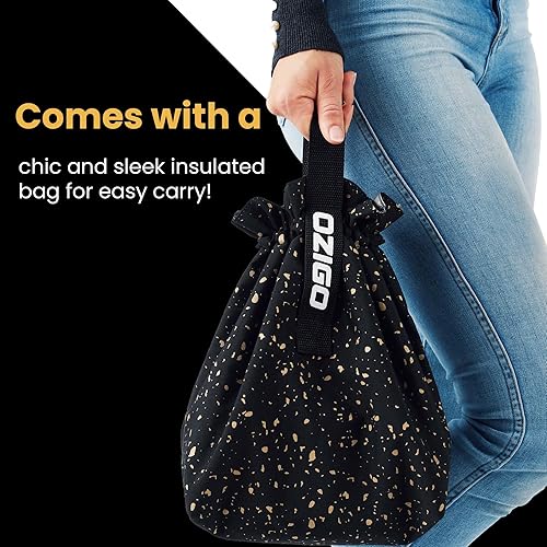 Miniatura 6 de OZIGO Lonchera negra prémium para mujeres con contenedores, lonchera para mujer, lonchera para mujer, loncheras para adultos para mujeres, lonchera