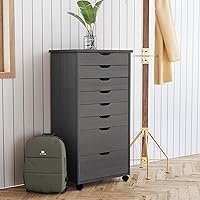 Vista 2 de Linon Callie - Carrito de almacenamiento con ruedas con ocho cajones en madera gris