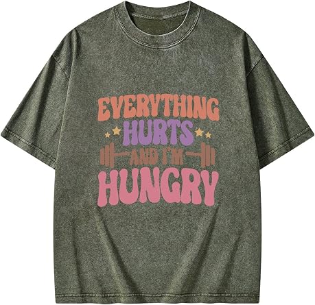 Funny Gym Shirts for Women-Everything Hurts and Im Hungry - Soft Fabric Workout Running Hiking Outdoor Activities