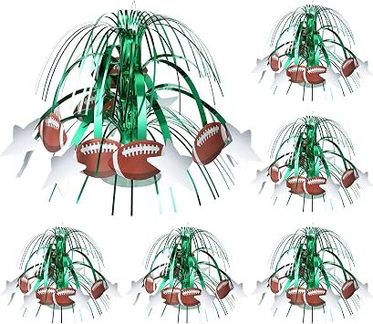 Tigeen 6 Pcs Football Party Supplies Football Spray Centerpieces with Base Foil Table Toppers Decorations for Game Day Sports Enthusiasts Birthday Baby Shower Party DecorFootball
