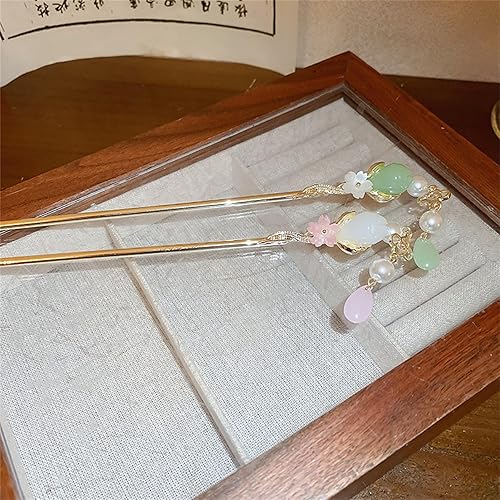 Miniatura 3 de 2 horquillas de metal con flores para el cabello, palillos de tenedor, horquillas francesas, accesorios para el cabello para mujeres y niñas