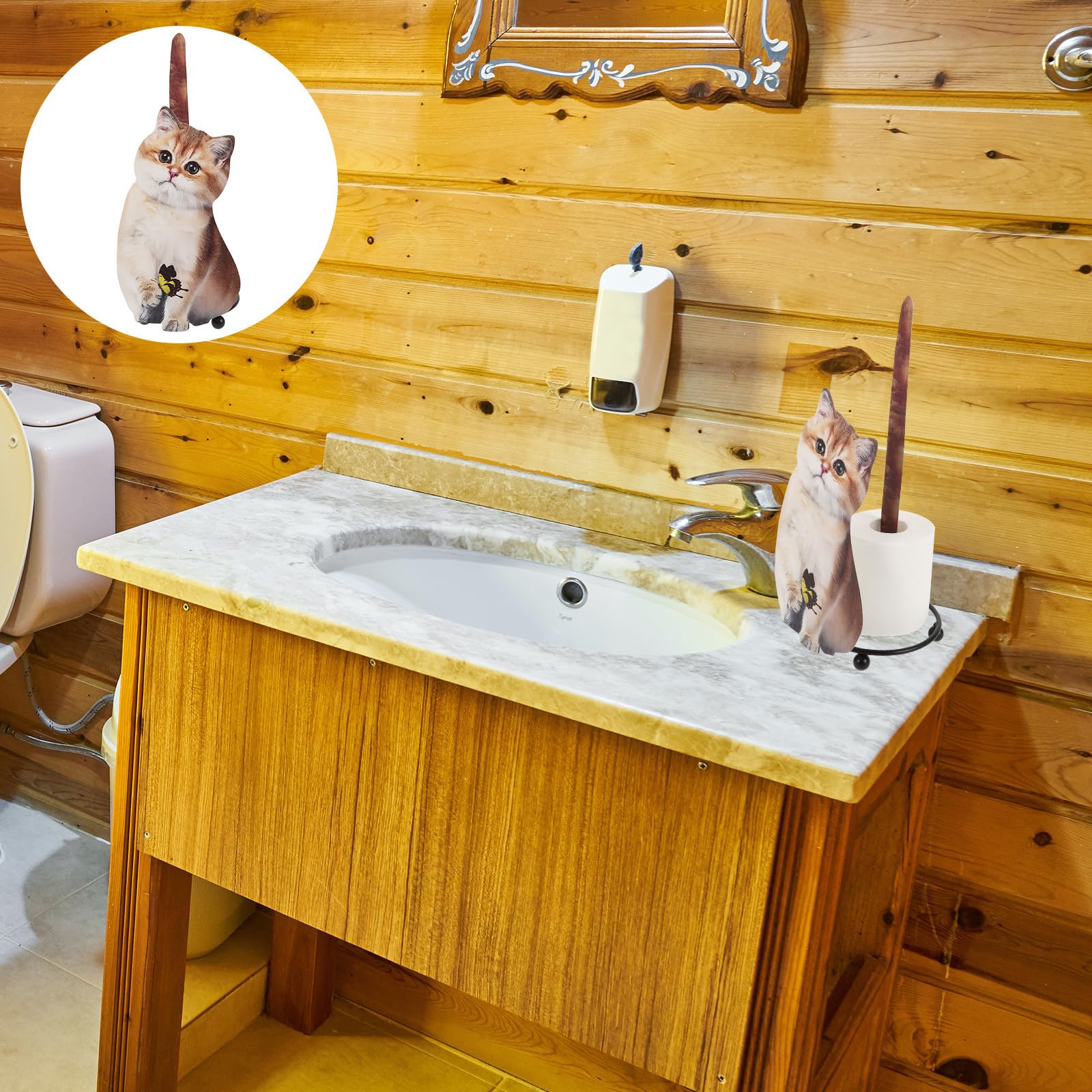 Artibetter Portarotolo di Carta Igienica Portaoggetti a Forma di Gatto in Ferro Compatto Decorativo per Bagno Soggiorno e Sala da Pranzo