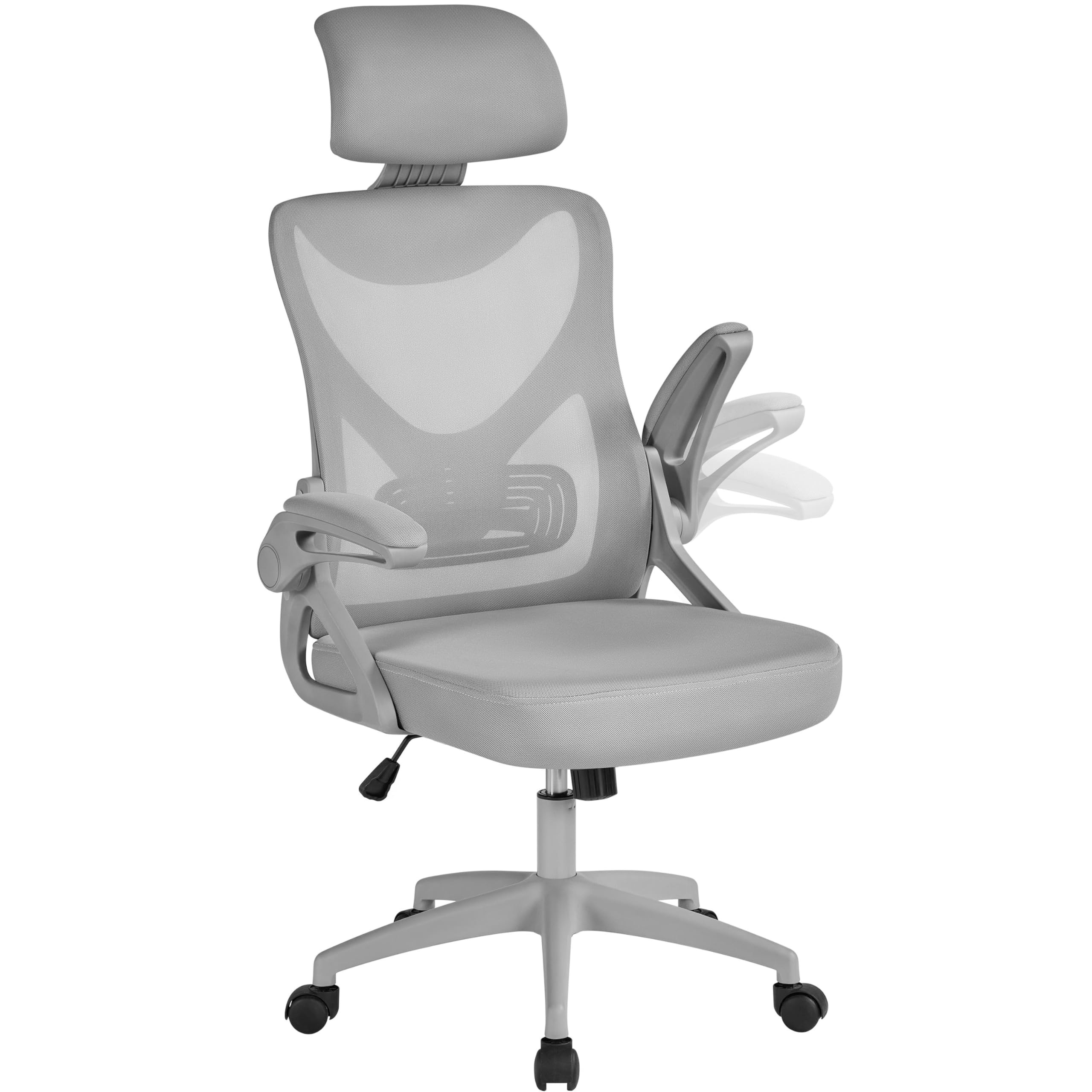 Yaheetech Ergonomic Computer Desk Chair, High Back Home Office Chair with Flip-up Armrest and Lumbar Support for Home Study or Manager Work Gray — image 1