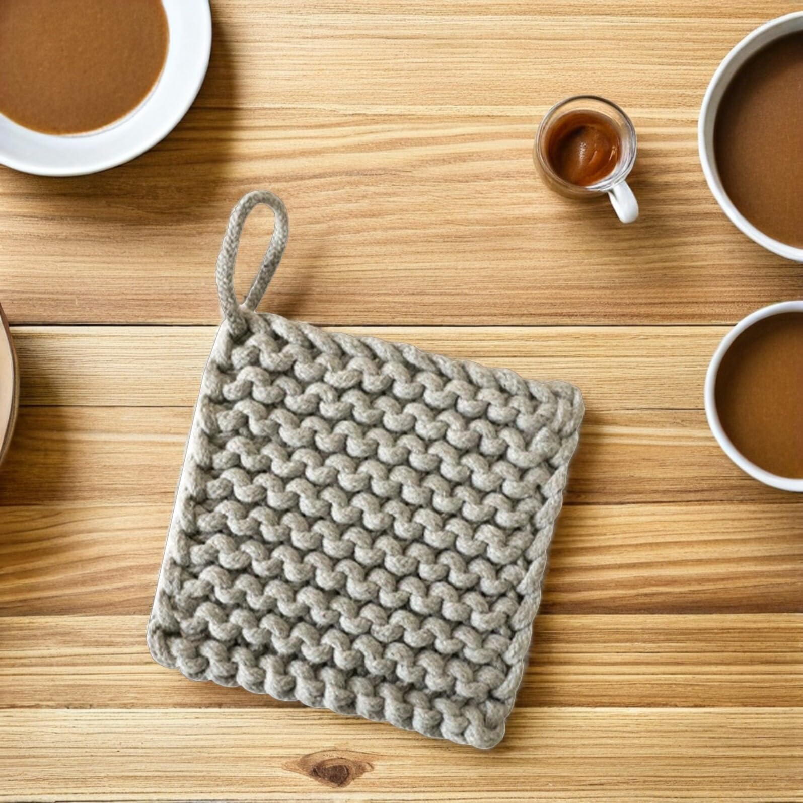 ABOOFAN Set 3 Pezzi Presine in Cotone Fatte a Mano Quadrate, Resistenti al Calore e Lavabili a Mano, la Cucina Quotidiana in Stile Boho