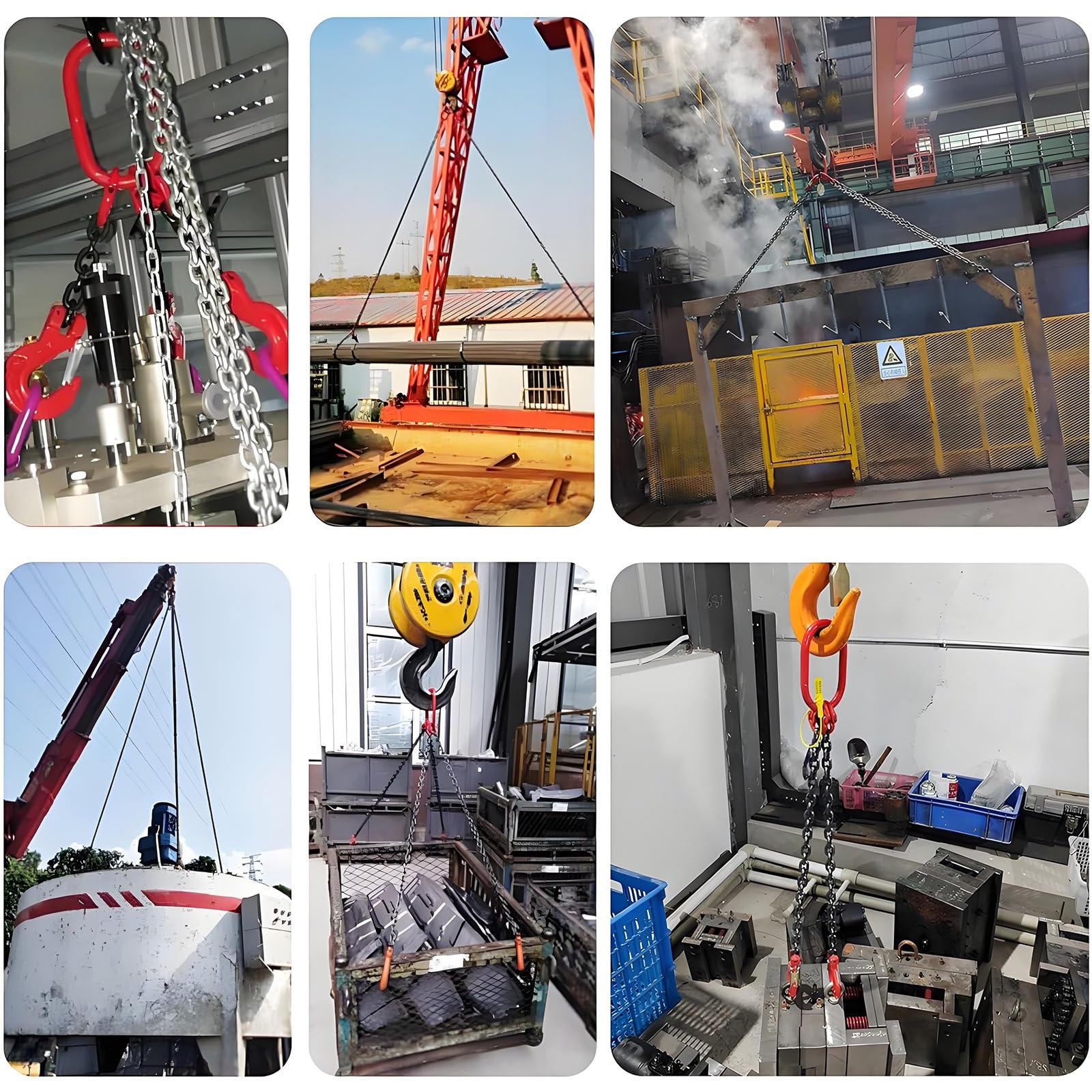 Generico Catena di Sollevamento a 2 Bracci in Acciaio Legato G80, capacità da 1 a 30 tonnellate, Catene di Sollevamento per carichi Pesanti per la movimentazione di Merci, Grado Industriale, marcatur