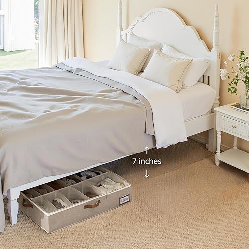 Miniatura 2 de StorageWorks Almacenamiento de zapatos debajo de la cama para armario, paquete de 2 organizadores de zapatos de tela ultra gruesa, contenedores