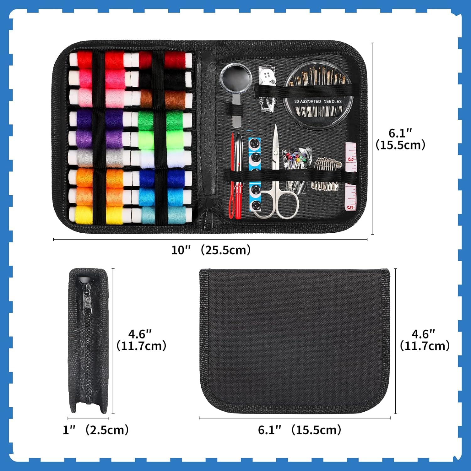 85 Pcs Sewing Kit Box Tailoring Tools Combo with Accessories, Scissors, Thread, Needles, Measuring Tape | Sui Dhaga Portable, Stitching Items Box for Home, Ladies, Multipurpose, Travel, DIY (85) 3