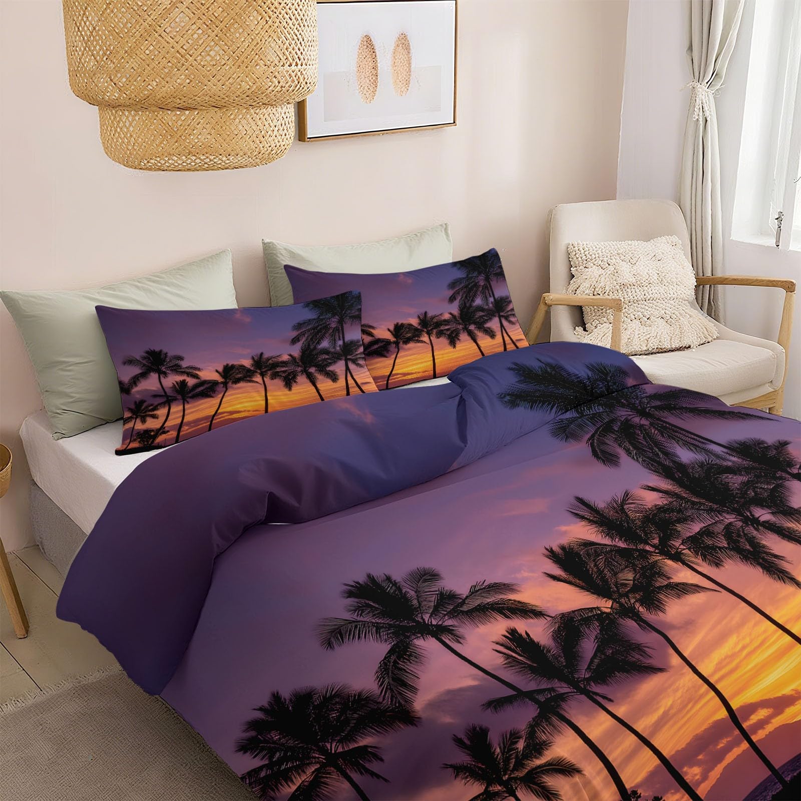 Parure de lit 2 personnes réversible 260x240 avec housse de couette multicolore à fermeture éclair